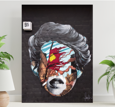 Graffiti face on bricks canvas art - TenStickers