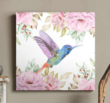 Hanging garden flowers with birds floral canvas - TenStickers