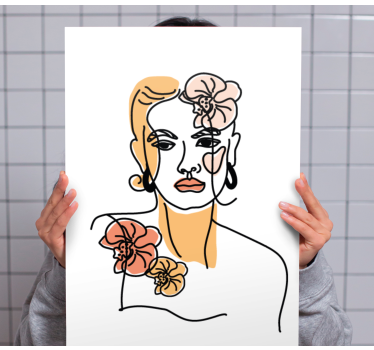 Minimalist face with orchids floral canvas - TenStickers