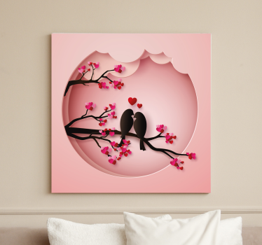 modern birds kissing  bird canvas wall art - TenStickers