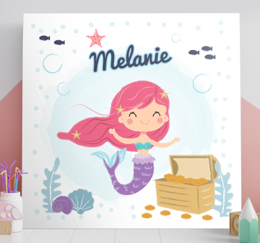 Nursery canvas mermaid treasure box - TenStickers