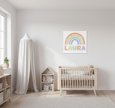 Nursery canvas with personalized rainbow design - TenStickers