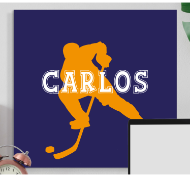 Ice Hockey orange customisable canvas prints - TenStickers
