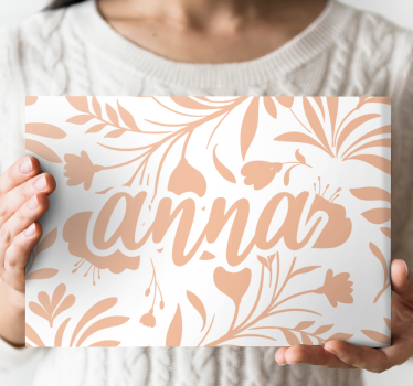 Pink vintage leaves pattern Plant wall prints - TenStickers