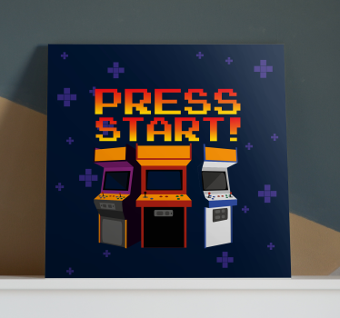 Press start arcade machines vintage wall prints - TenStickers