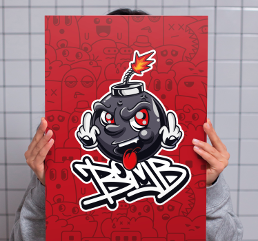 Quote canvas cartoon bomb emoji - TenStickers