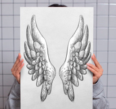 Quote canvas detailed wing sketch art print - TenStickers