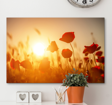 Red flowers on sunset floral canvas - TenStickers