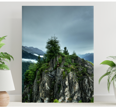 Single rock in green forest landscape wall art - TenStickers