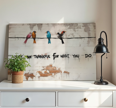 Sitting colourful birds canvas art - TenStickers