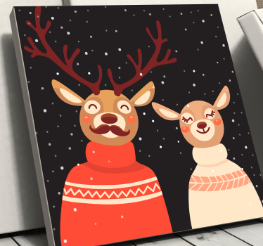 Stag canvas festive reindeer pair - TenStickers