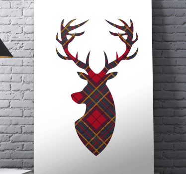 Stag canvas plaid stag head - TenStickers