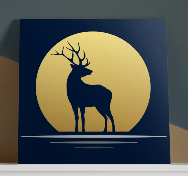 Stag canvas stag silhouette moon art - TenStickers