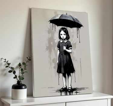 umbrella girl black & canvas art - TenStickers