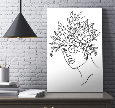 Women with flower face canvas art - TenStickers