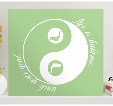 Yin Yang Ice Hockey quote canvas wall art - TenStickers