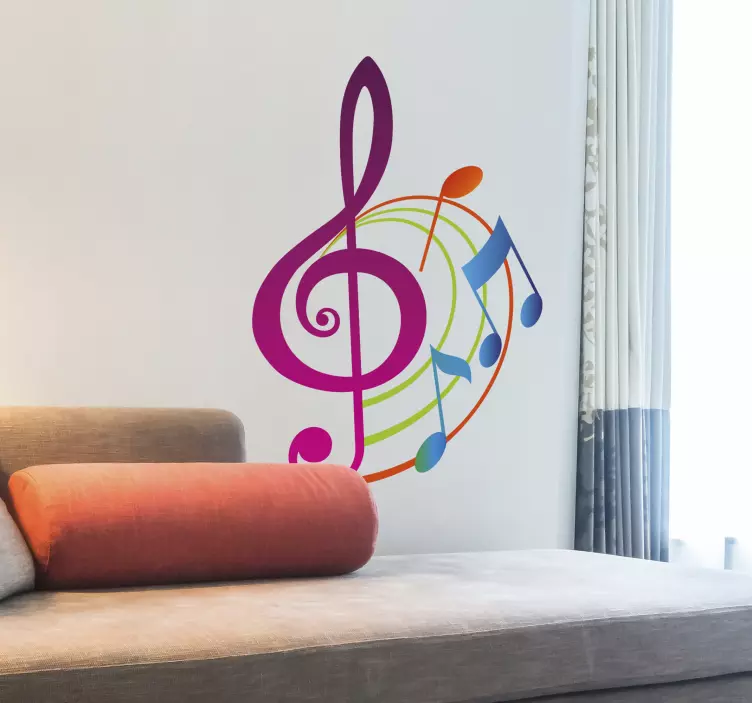 Colourful Musical Notes Decal - TenStickers