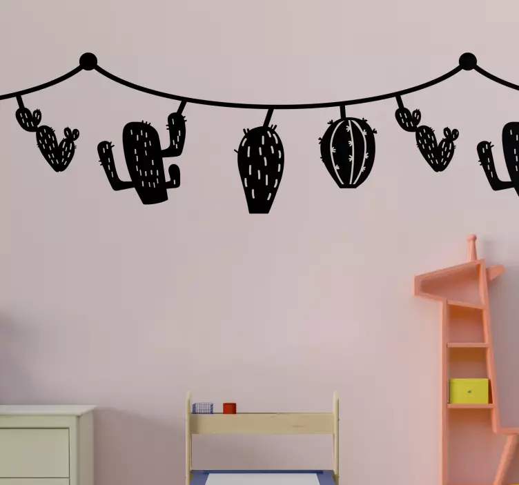 Cactus string motif wall sticker - TenStickers