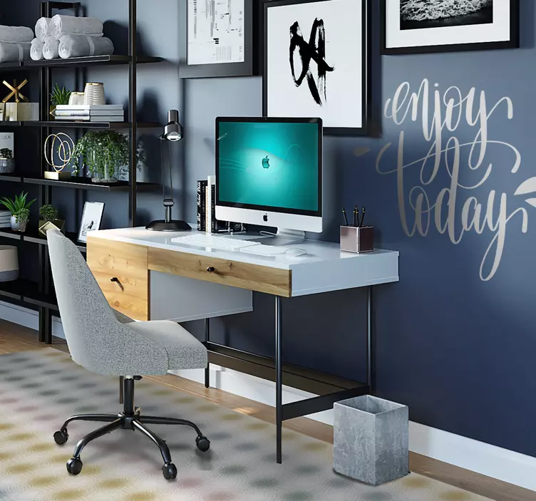 Enjoy today motivational phrase office wall sticker - TenStickers