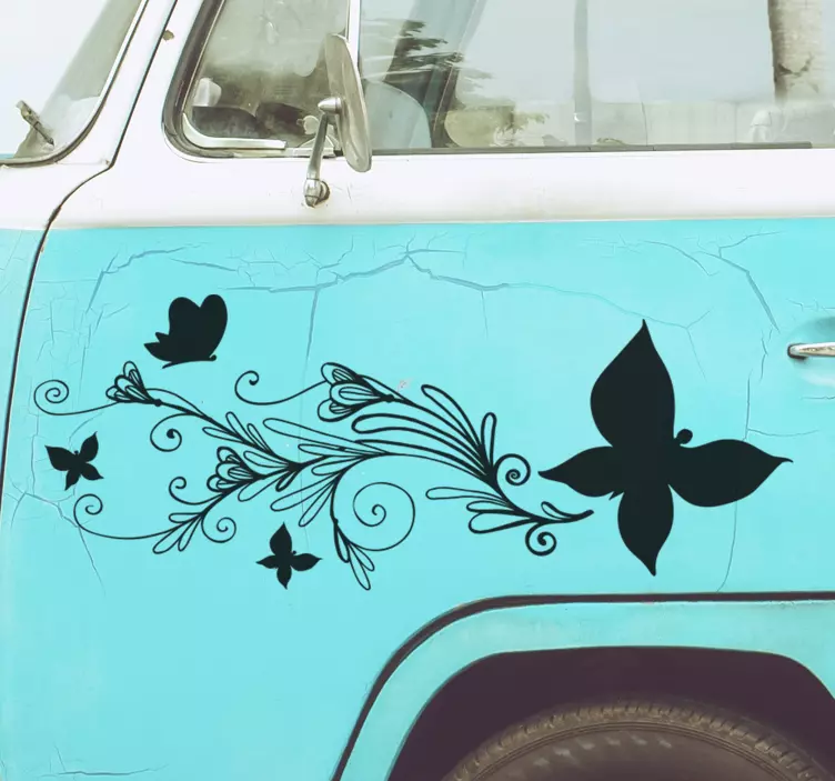 Flower and butterfly car sticker - TenStickers
