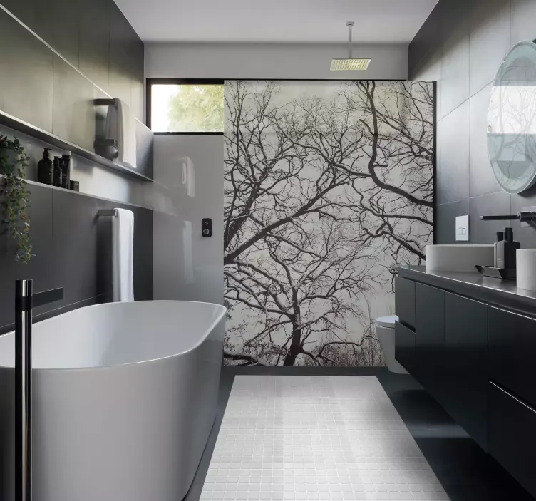 Tree Branches Shower Screen Sticker - TenStickers