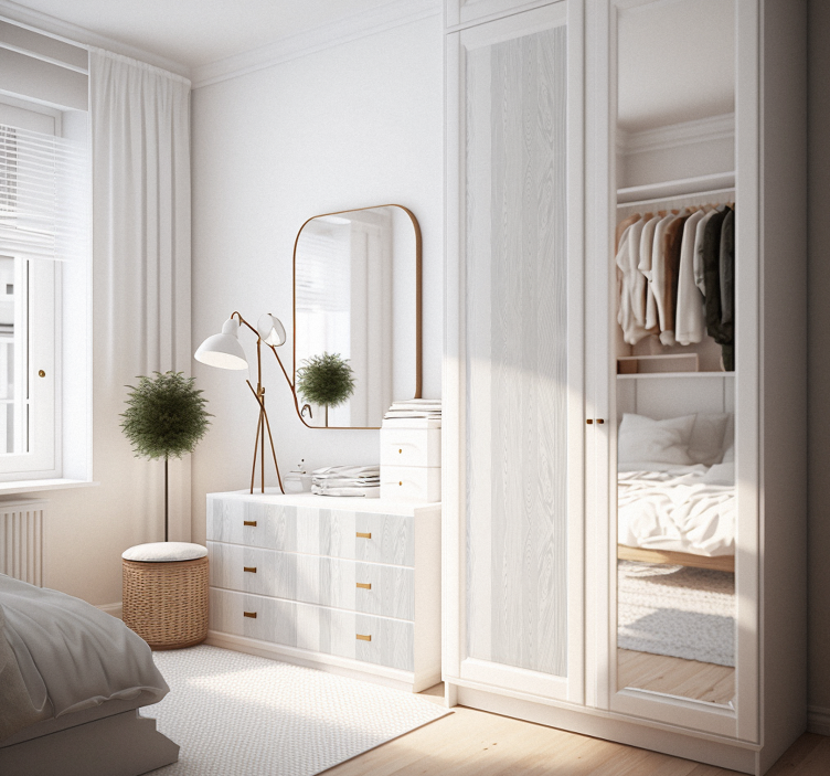 White Wood Texture Furniture Decal - TenStickers