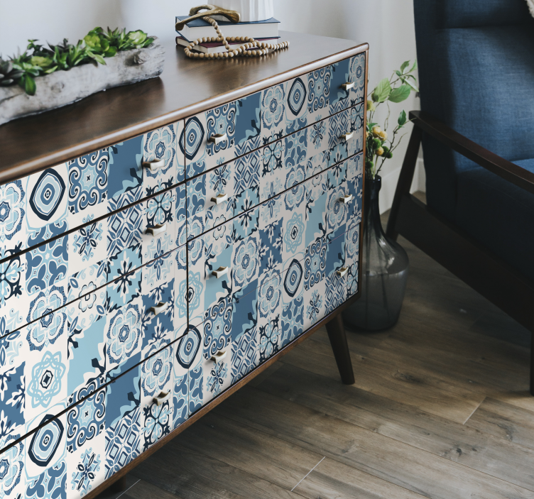 Blue tiles furniture vinyl decal   - TenStickers