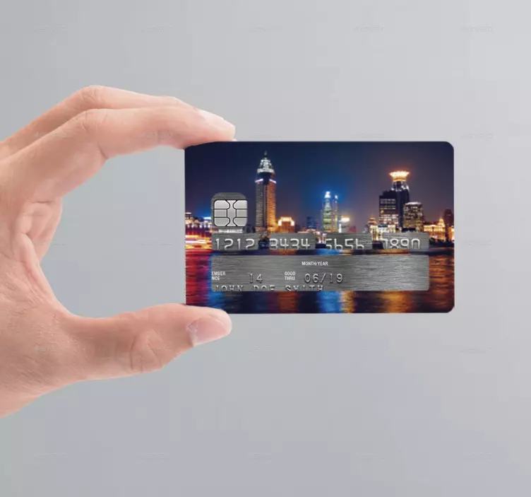 Night cityscape lights credit card sticker - TenStickers
