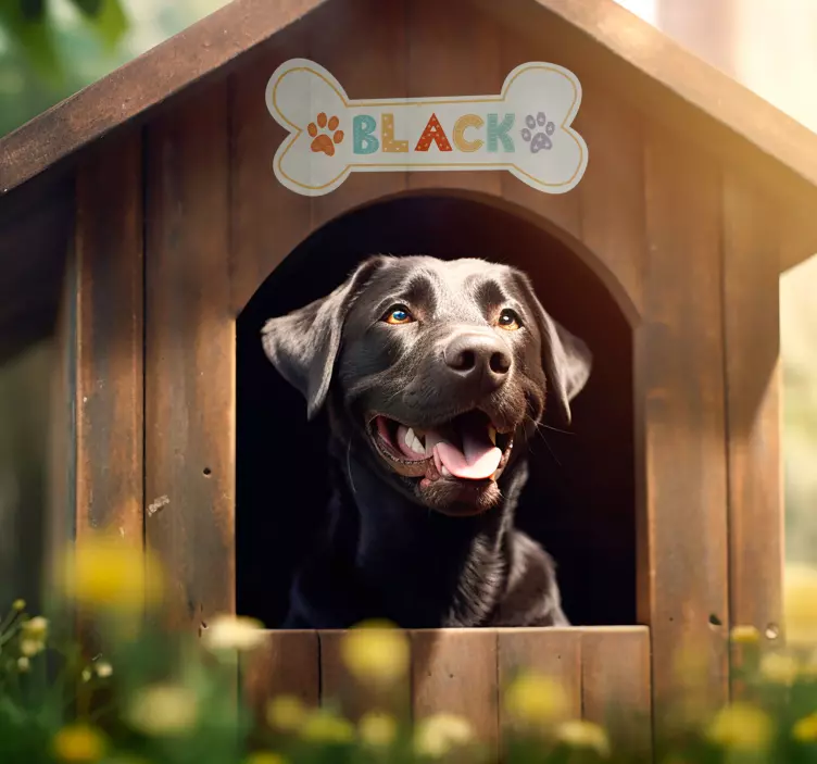 Dog house name pet sticker - TenStickers