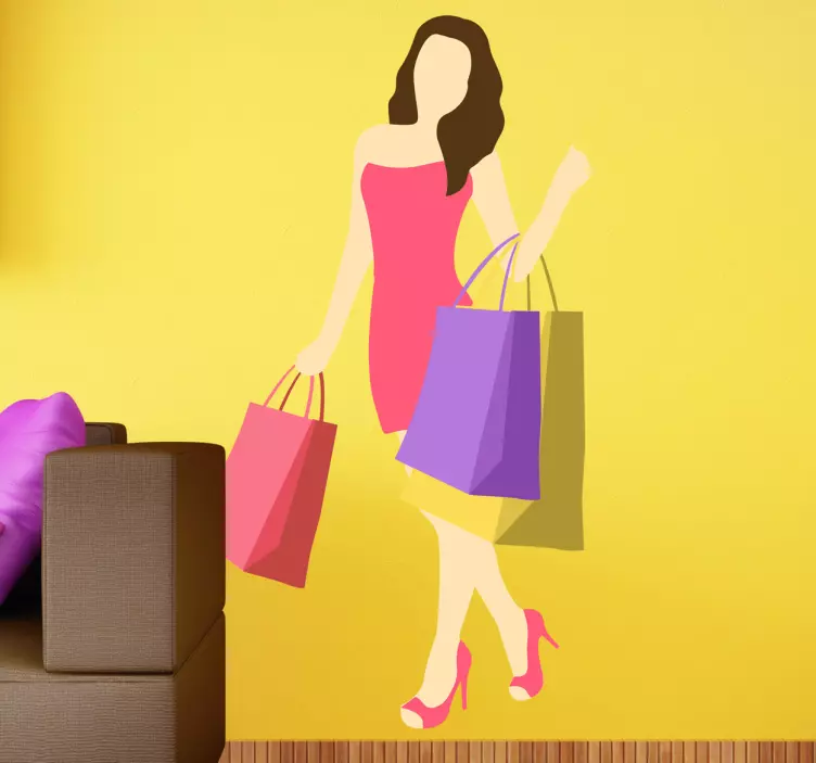 Lady Shopping Wall Sticker - TenStickers