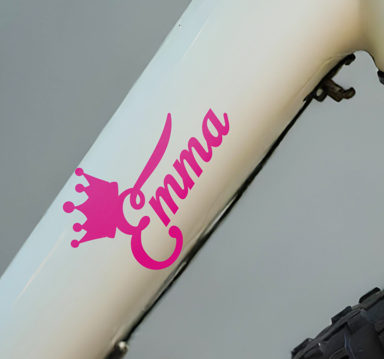 Pink crown bike name sticker - TenStickers