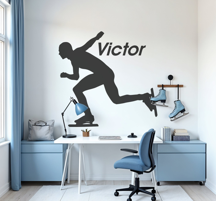 Ice skater with name wall sticker - TenStickers