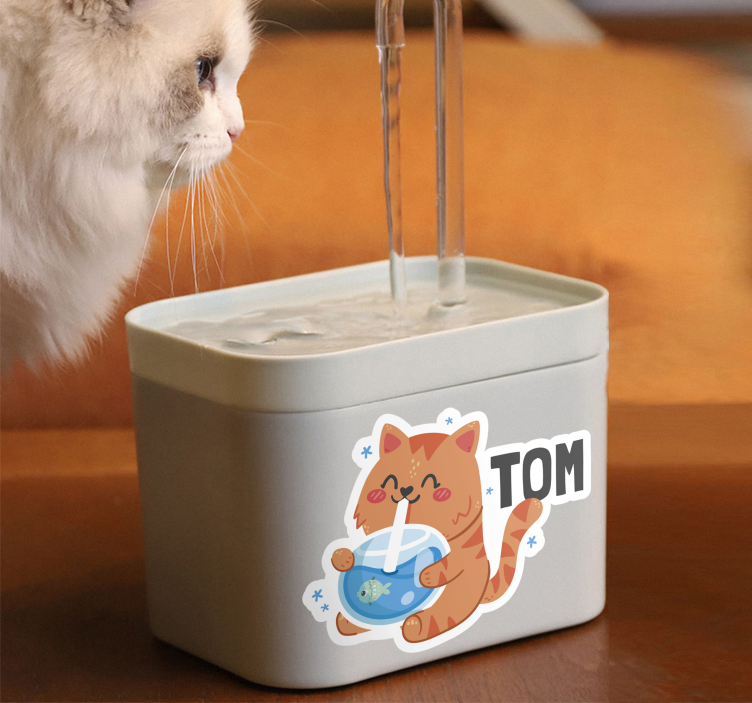 Water dish with name sticker - TenStickers