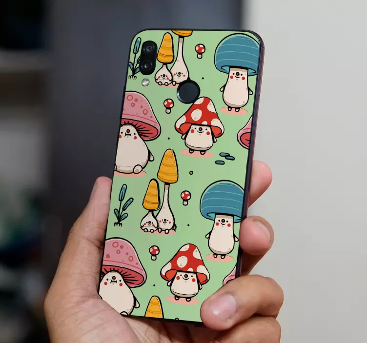 Adorable Fungal Figures huawei sticker - TenStickers