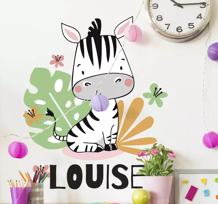 Adorable Zebra Figure wall sticker for kid - TenStickers
