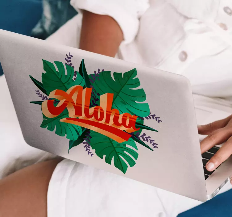 Aloha text vintage laptop skin - TenStickers