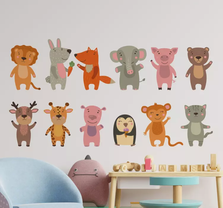 Animal wall sticker fun cartoon creatures - TenStickers