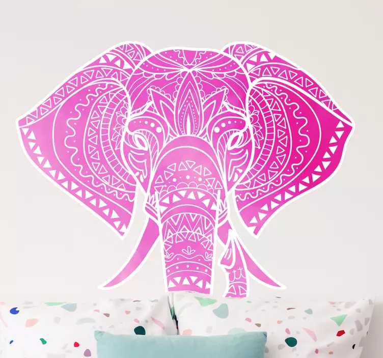 Animal wall sticker intricate elephant design - TenStickers