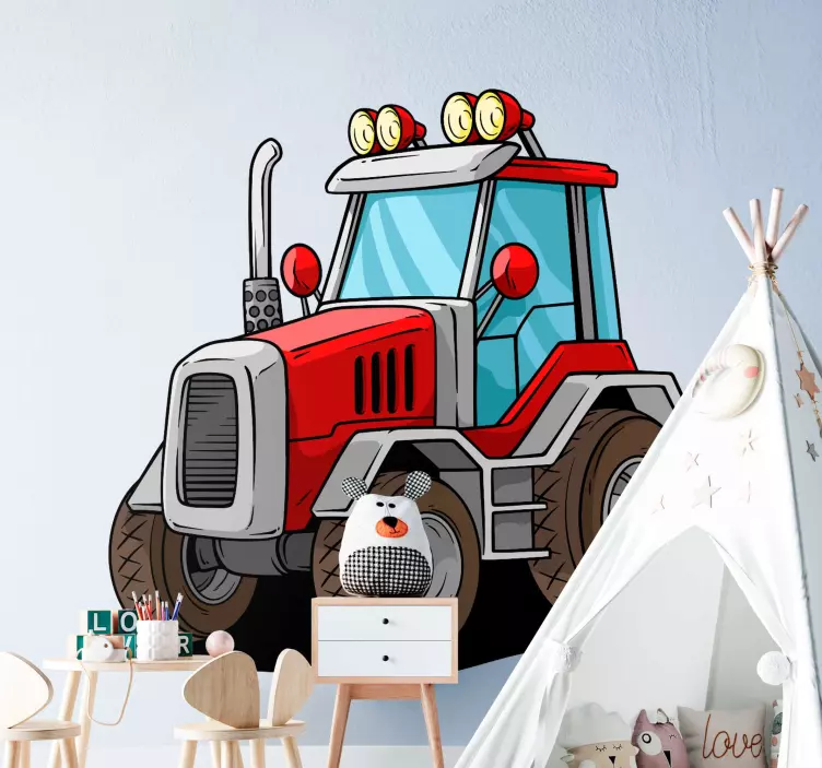 Animated Agricultural Tractor farm animal wall sticker - TenStickers