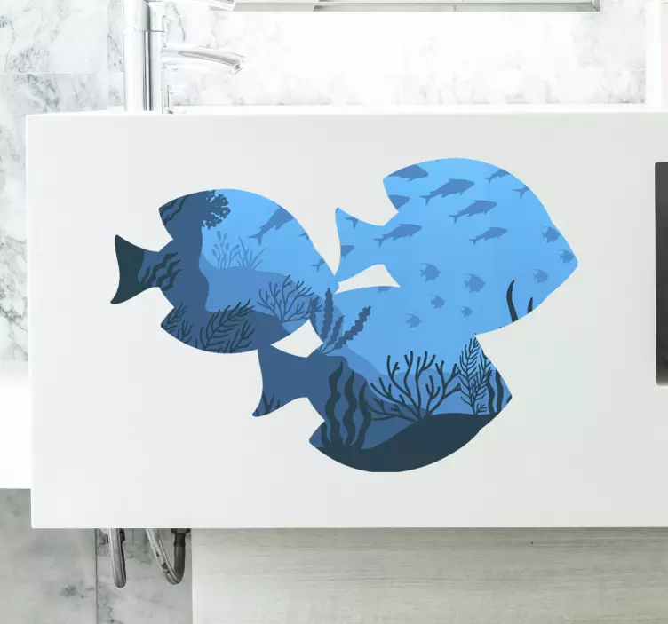 Aquarium fish bathroom wall sticker - TenStickers