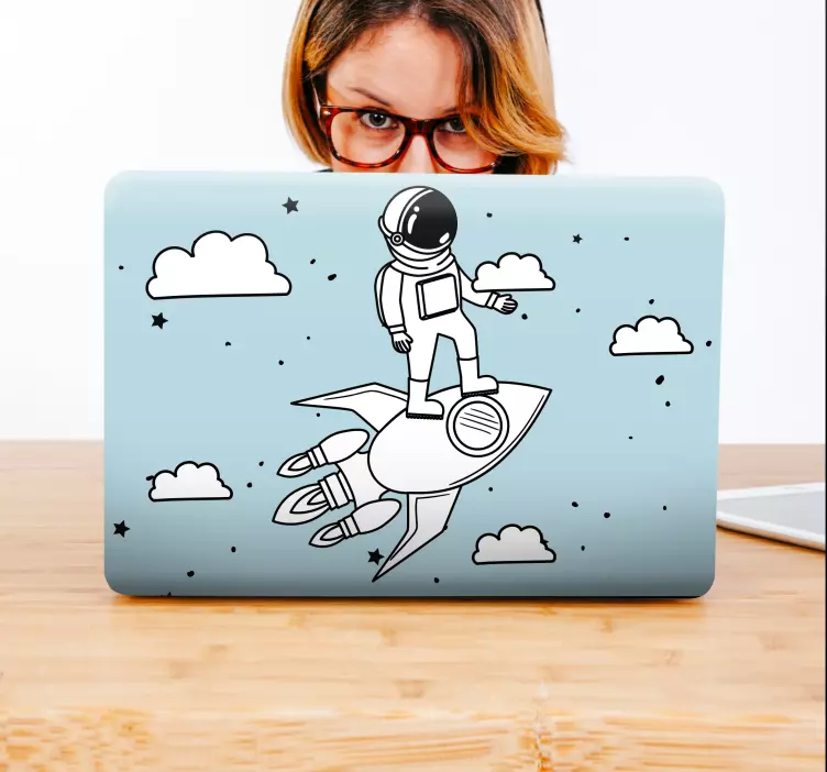 Laptop sticker astronaut rocket adventure - TenStickers