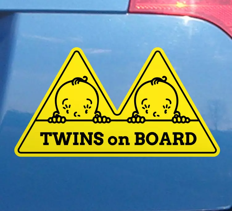 Baby on board sticker caution twins onboard - TenStickers