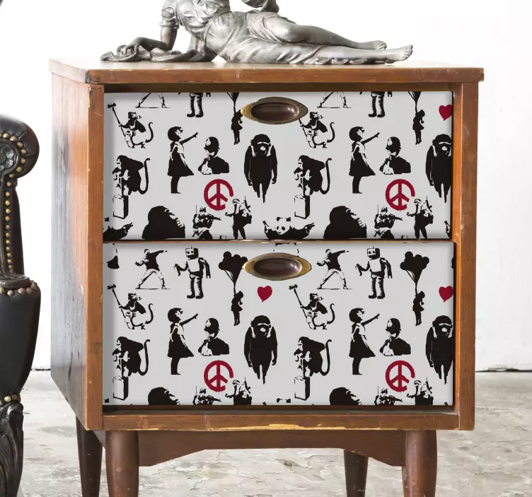 Banksy dance pattern furniture sticker - TenStickers
