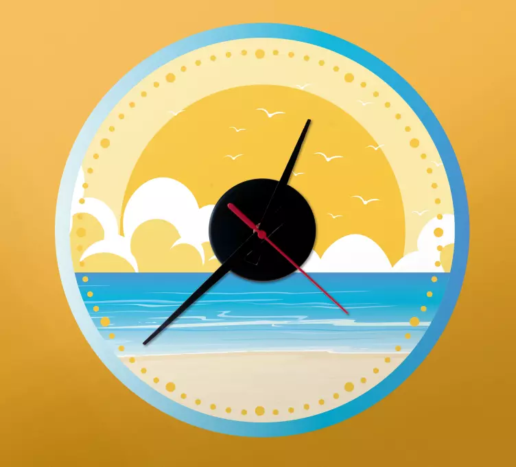 Beach Sunset Scene clock wall sticker - TenStickers