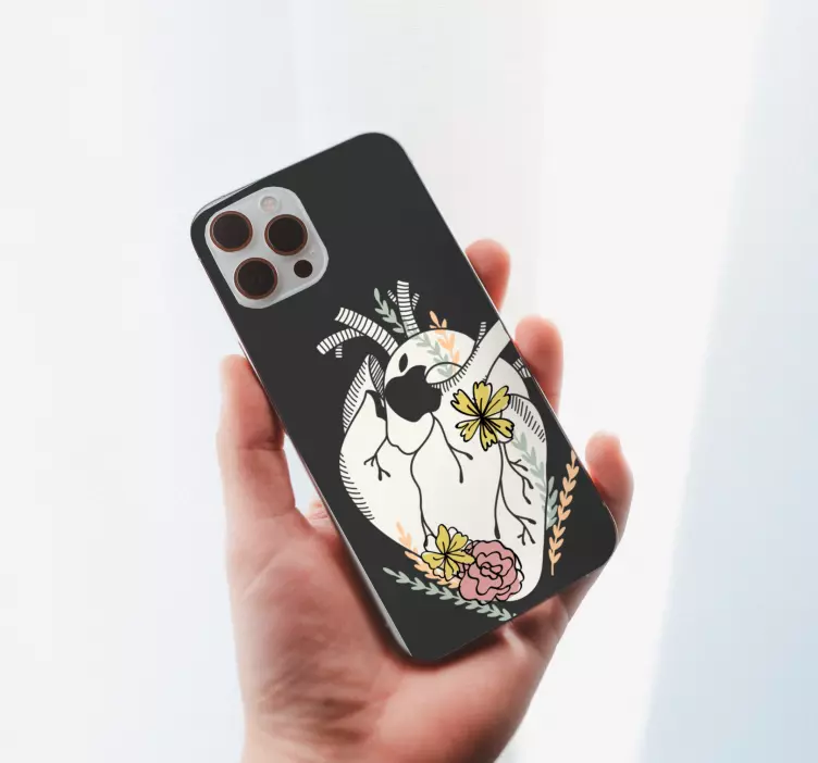 Bird and flowers iPhone sticker - TenStickers