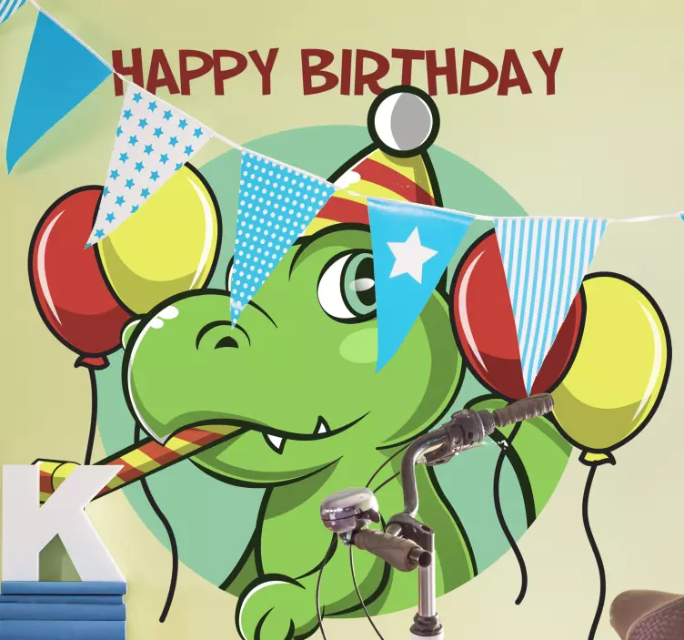 Birthday Dinosaur Celebration wall sticker - TenStickers