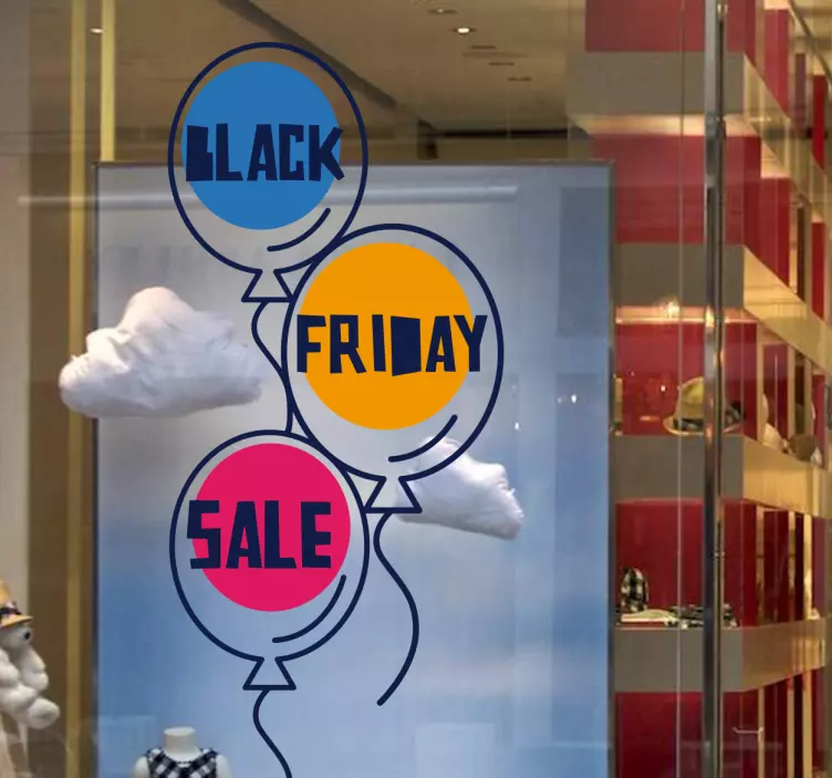 Black Friday ballons sale sticker - TenStickers