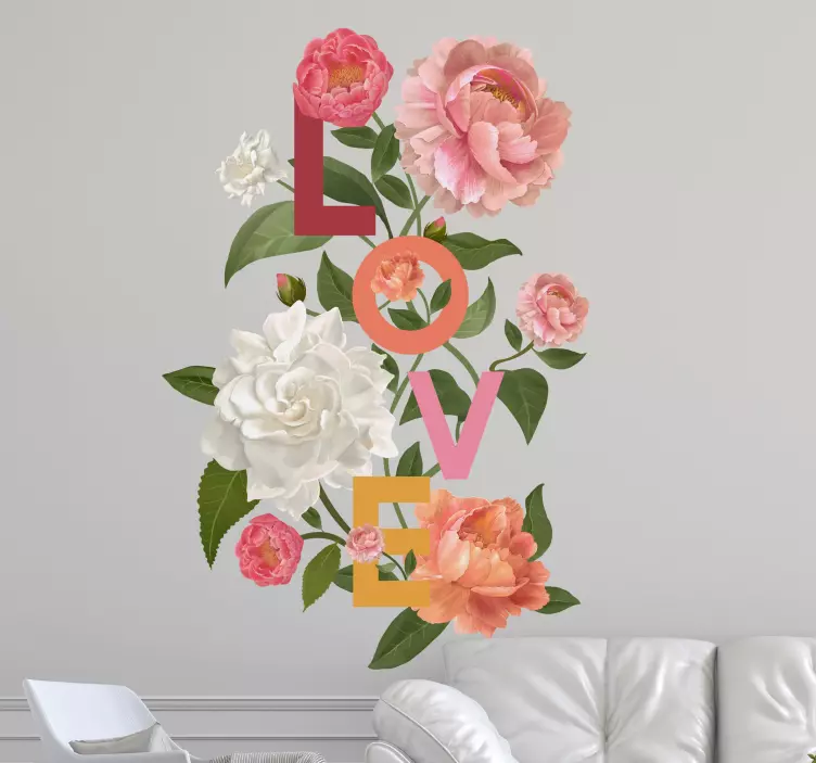 Floral Affection Arrangement love sticker - TenStickers