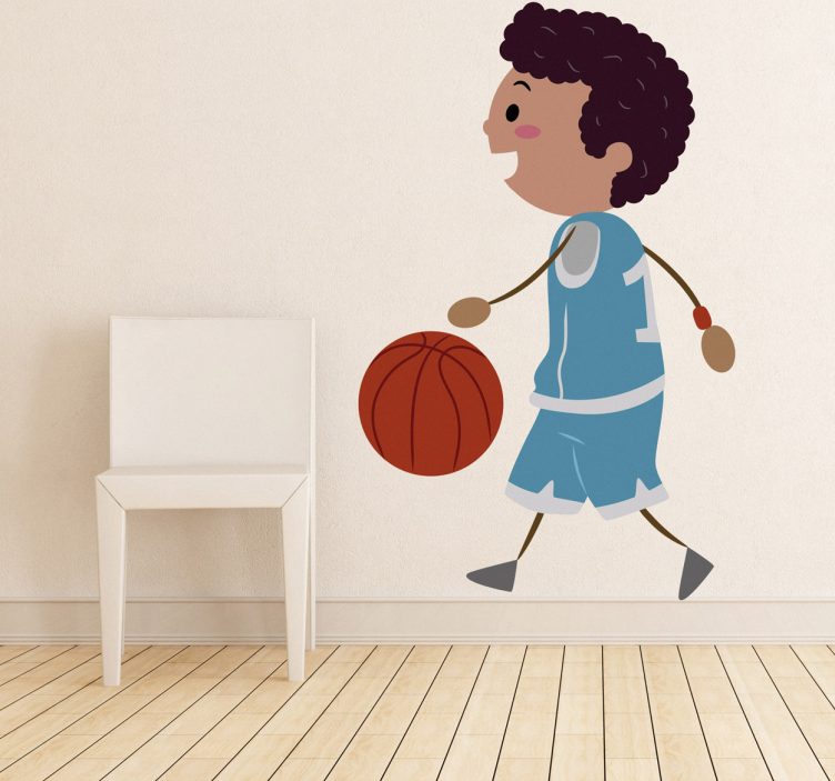 Blue animated player basketball wall sticker - TenStickers