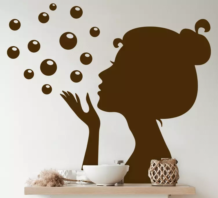 Bubbles and Silhouette wall decal for bathroom - TenStickers